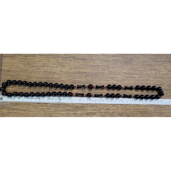 Black Onyx 32” Long Necklace Knotted Bead Mixed 10MM Round and 20MM See Pictures - Picture 6 of 16